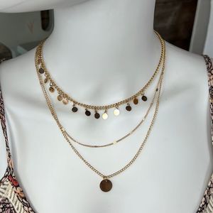 Gold Multi-layered Tassel Pendant Necklace💗